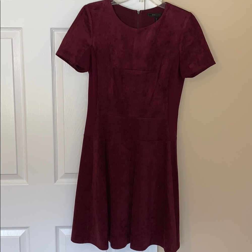 Bcbg maroon suede dress